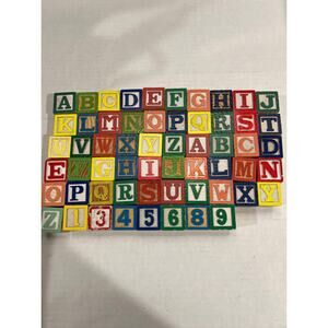 Vintage Wooden Alphabet Blocks 58-Piece ABC 123 Classic Learning Toy